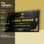 Shiva Niwas Black Granite Nameplate 2