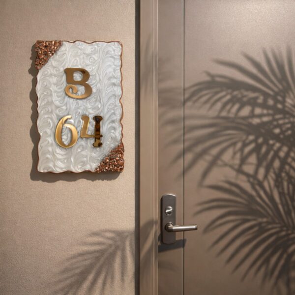 Swirl Designed Resin House Numberplate 1