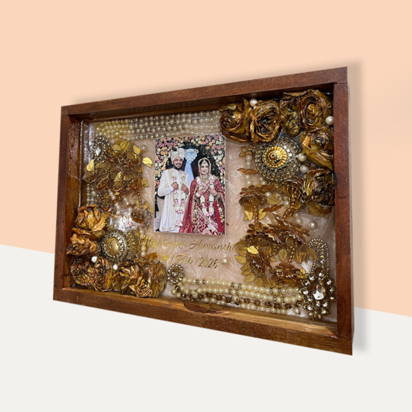 Wedding Garland Preservation in Wooden Frame 1