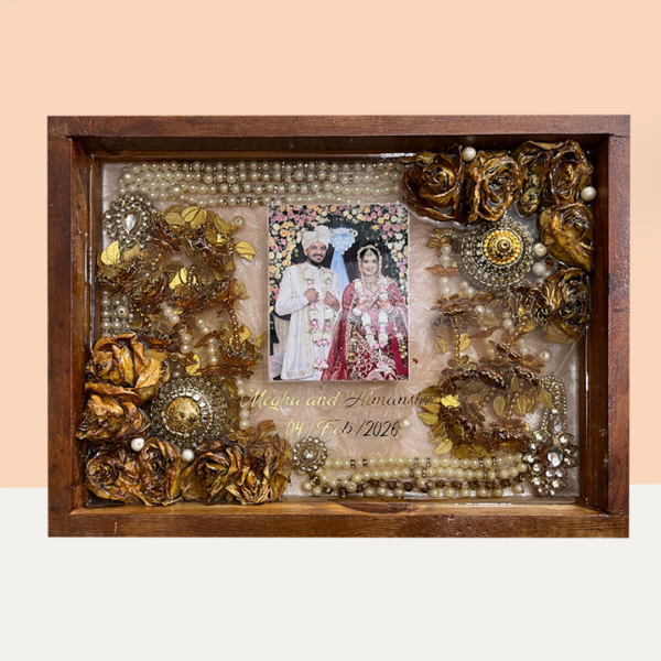 Wedding Garland Preservation in Wooden Frame