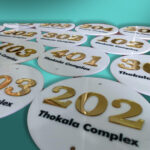White & Golden Acrylic House Numberplate 4