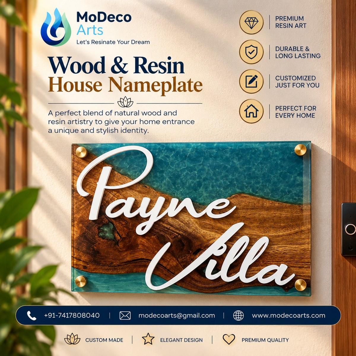 Wood & Resin House Nameplate