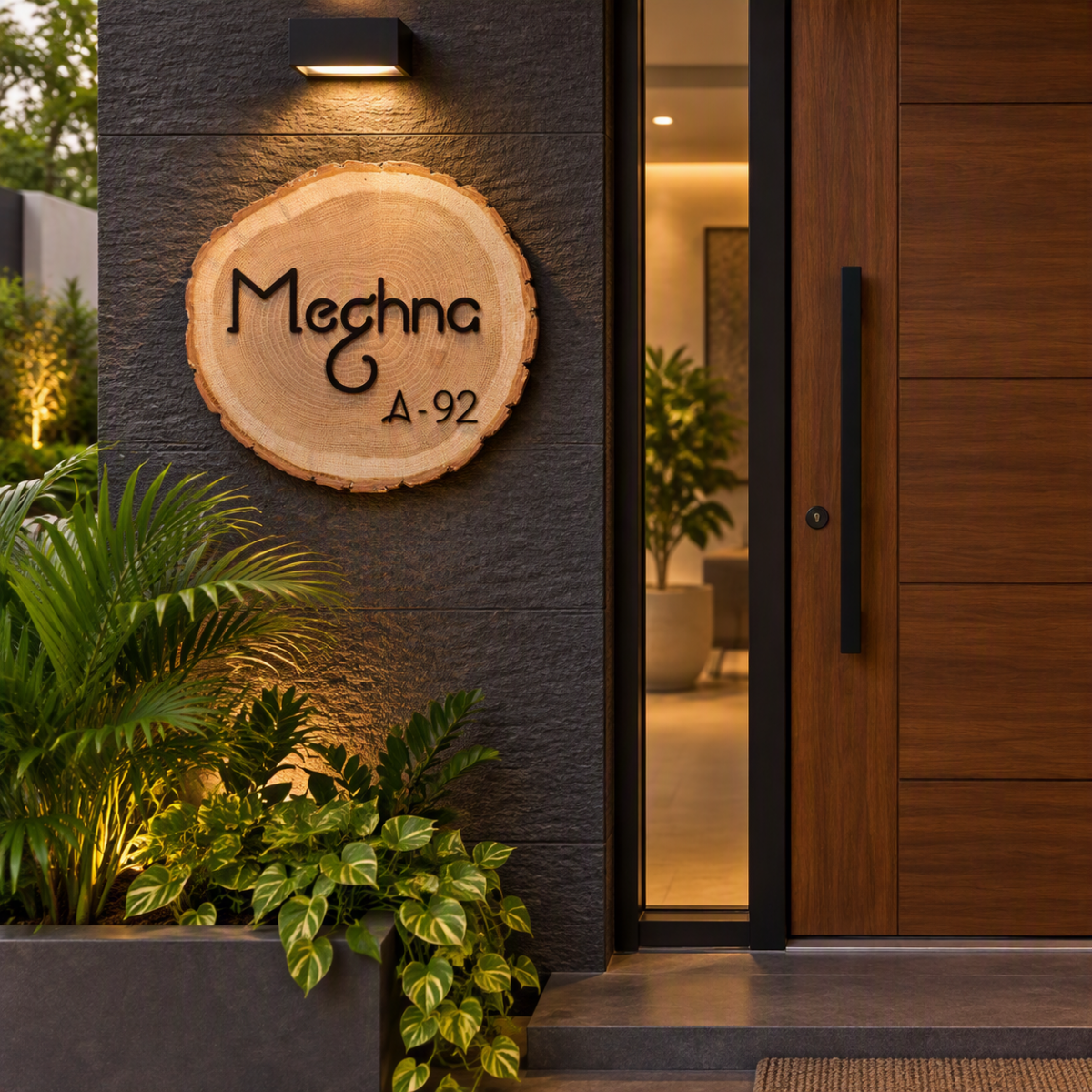Wooden Plank Acrylic UV Printed House Nameplate 1