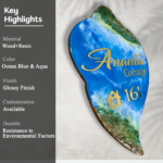 ✨ Devotional Sankha Designed Ocean Resin Nameplate 1