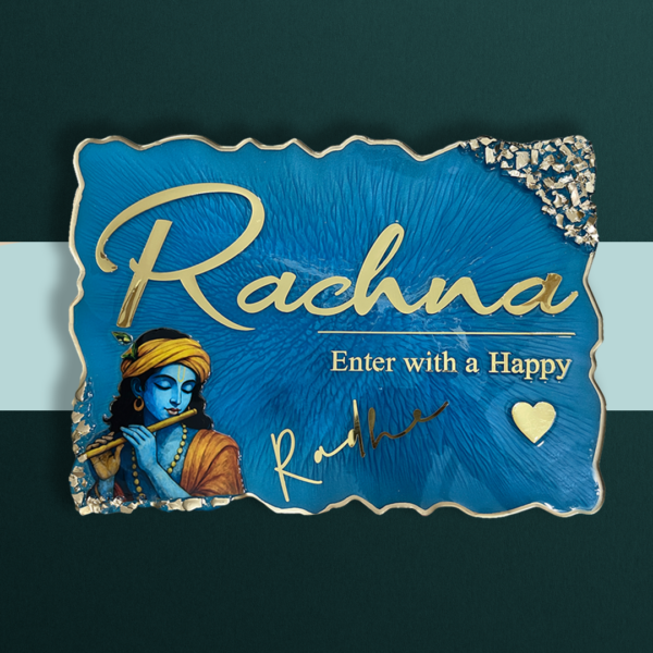 Radha Krishna Nameplate Krishna Resin Nameplate Epoxy Nameplate Blue Nameplate Customized Resin Nameplaate