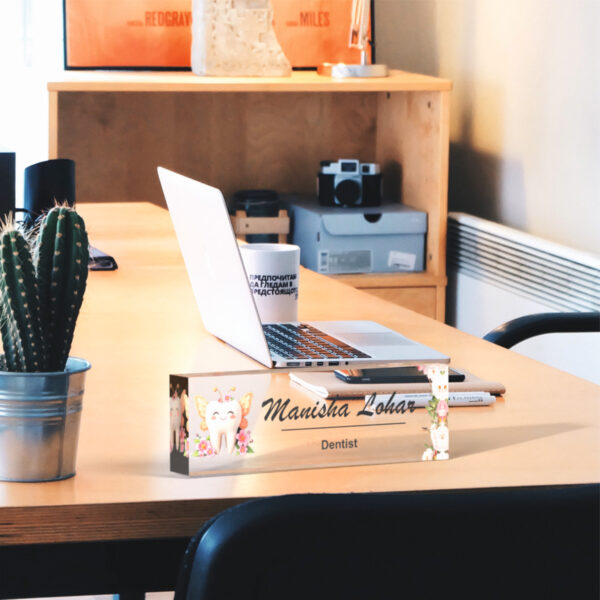 🦷 Dentist Angel Tooth Design Acrylic Professional Desk Nameplate 1