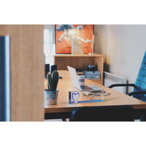 🦷 Dentist Blue Logo Design Acrylic Professional Desk Nameplate 1