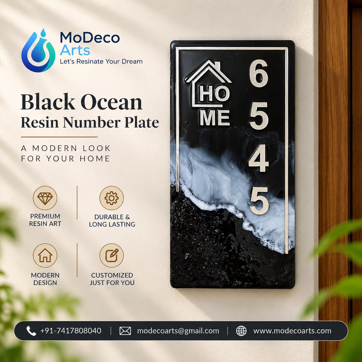 Black Ocean Resin Numberplate