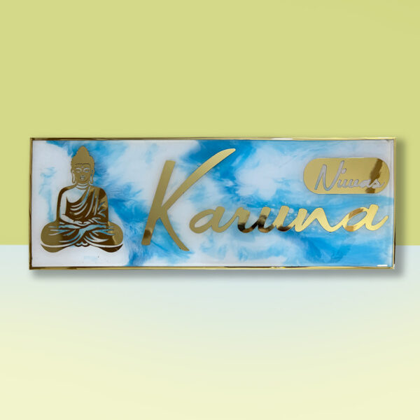 Buddha Theme Karuna Niwas Resin House Nameplate 1