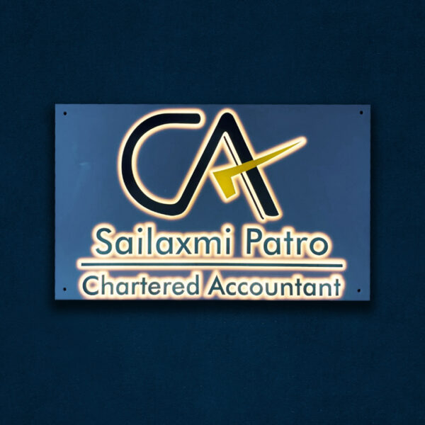 Chartered Accountant White Acrylic LED Nameplate 1