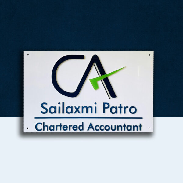 Chartered Accountant White Acrylic LED Nameplate 2