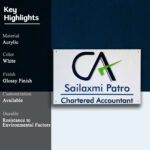 Chartered Accountant White Acrylic LED Nameplate 4
