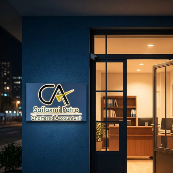 Chartered Accountant White Acrylic LED Nameplate