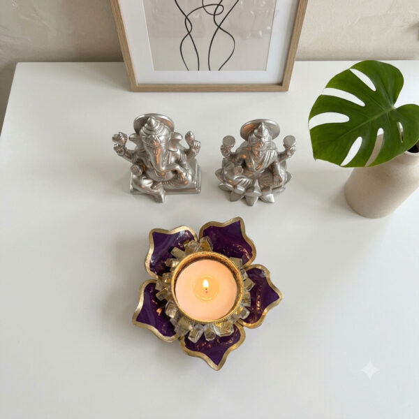 \Resin tea Light Holder Subh Labh Subh LabhTea Light Holder Festive Decor Holder Diwali Decor Holder