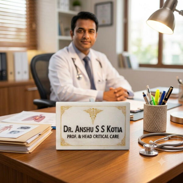 Doctor’s Professional Designation White Marble Desk Nameplate 1