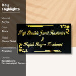 Floral Corner Black Acrylic House Nameplate 3