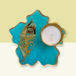 Floral Design Peacock Feather Tealight Holder 2