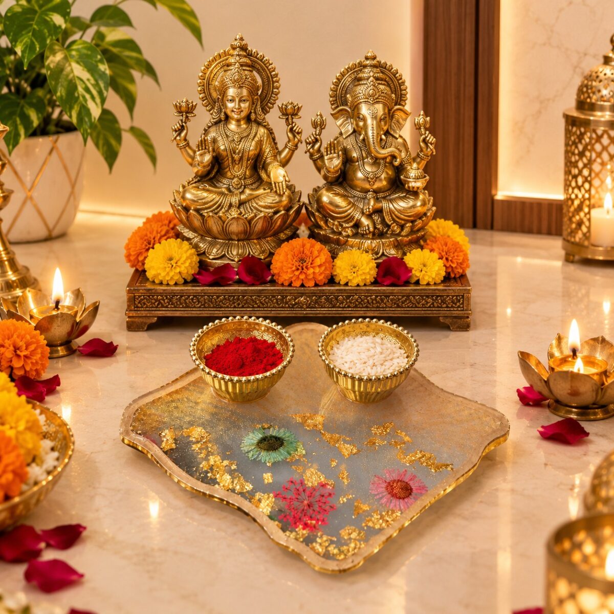 Resin Pooja Platter Resin Platter Festive Platter Diwali Pooja Paltter Pooja Platter Rakhi Platter