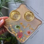 Handmade Resin Pooja Platter with Gold Foil & Pressed Flowers 3