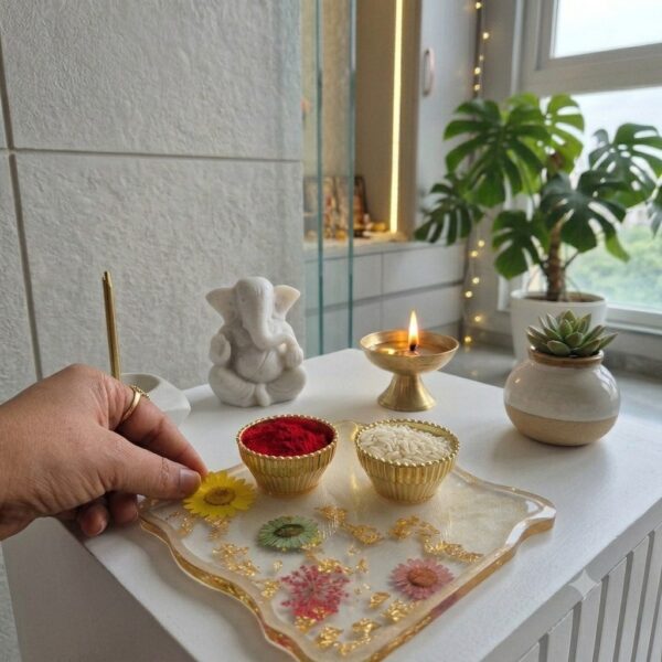 Resin Pooja Platter Resin Platter Festive Platter Diwali Pooja Paltter Pooja Platter Rakhi Platter