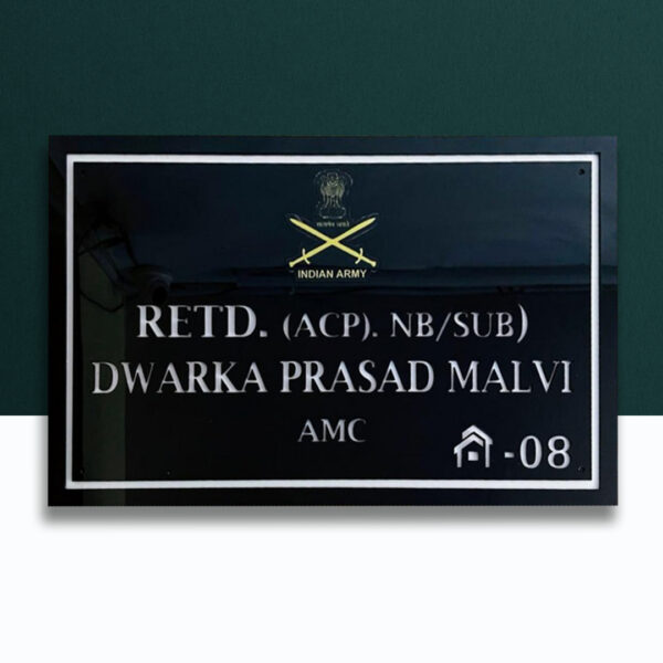 Indian Army Black Acrylic LED Nameplate 1