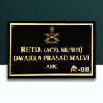 Indian Army Black Acrylic LED Nameplate