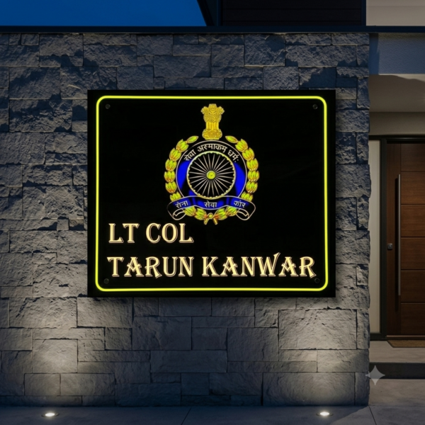 Indian Army LT Col Acrylic LED Nameplate
