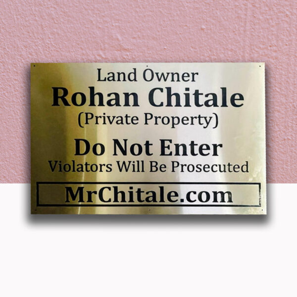 Land Ownership Stainless Steel Nameplate 1