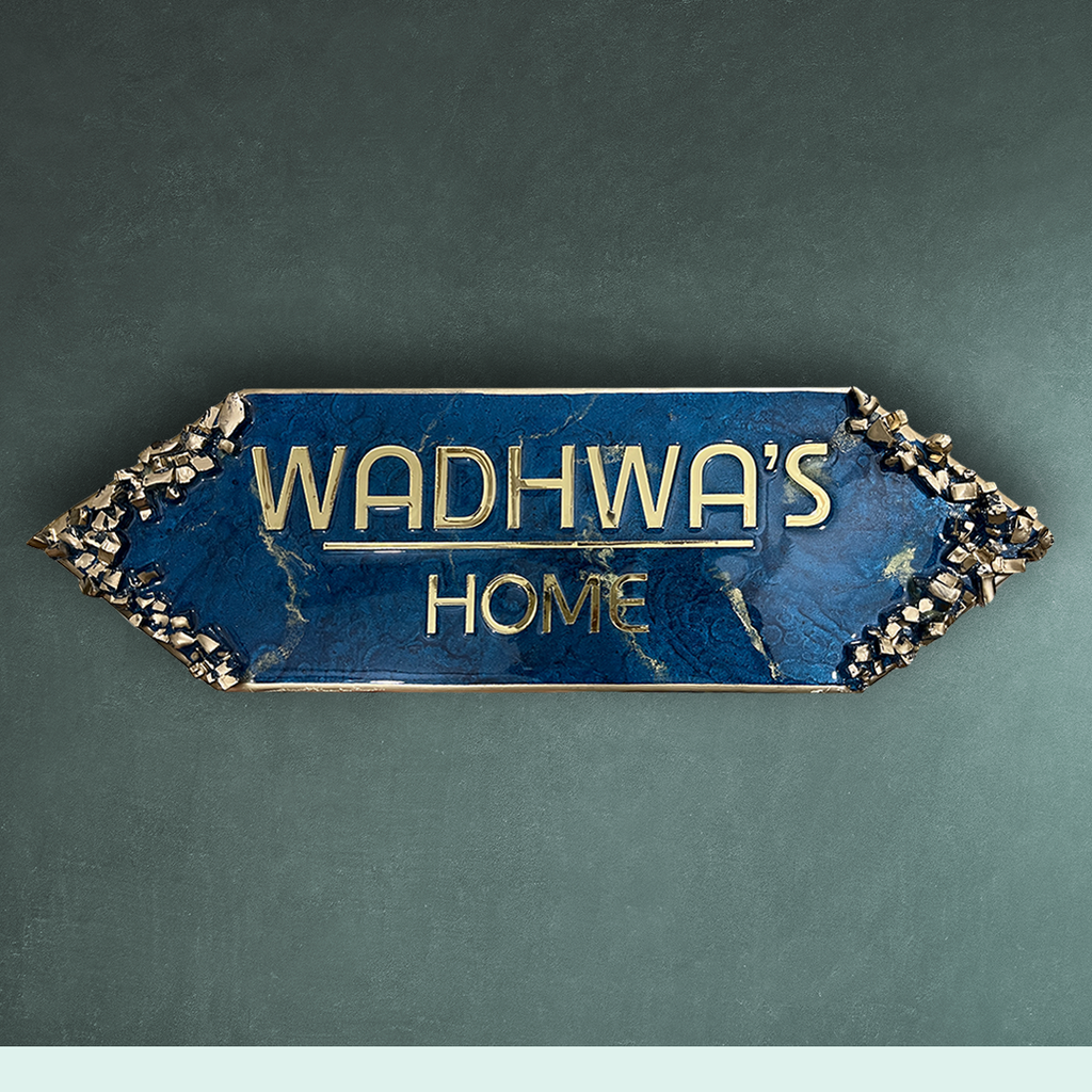 Metallic Blue Blend Premium Resin House Nameplate