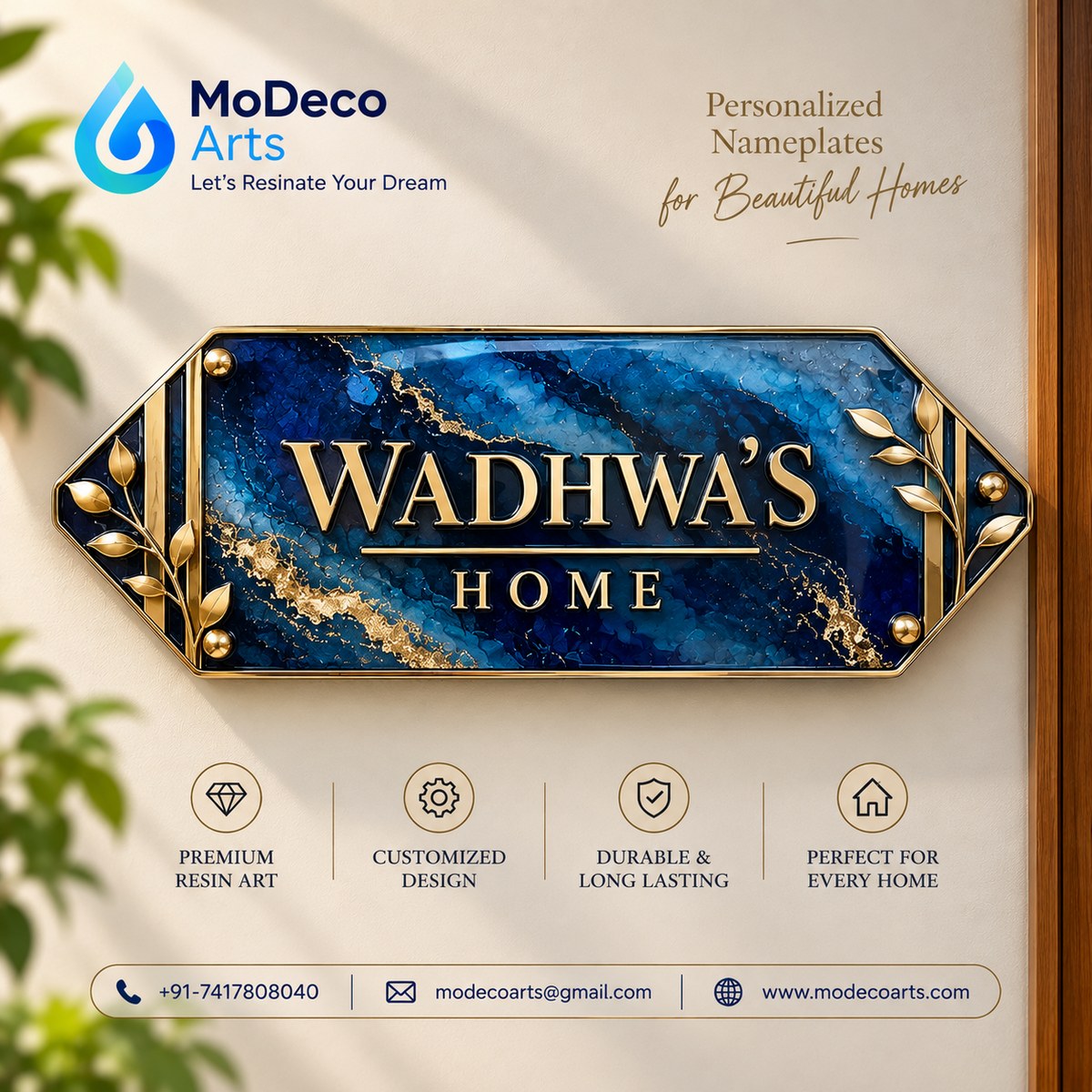 Metallic Blue Resin Nameplate