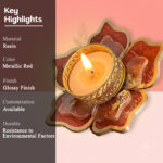Metallic Red Tealight Candle Holder for Temple 3
