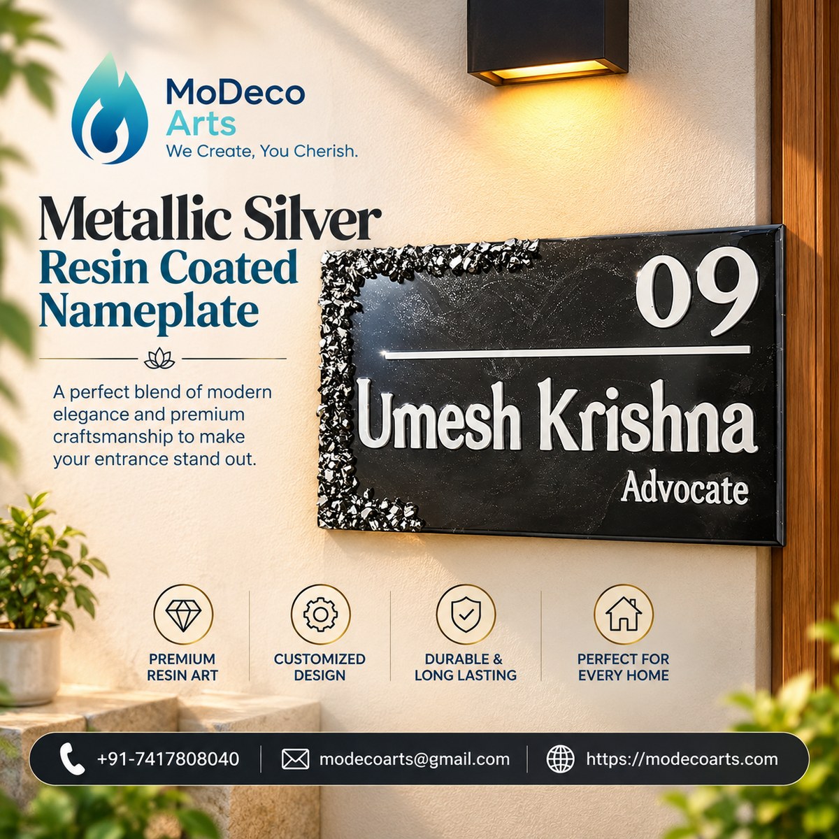 Metallic Silver Resin Coated Nameplate