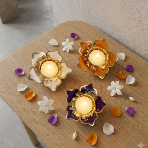 Resin tea Light Holder Subh Labh Subh LabhTea Light Holder Festive Decor Holder Diwali Decor Holder
