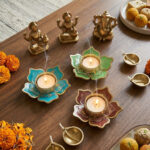 Multicolor Tealight Candle Holder for Temple (Set of 3)