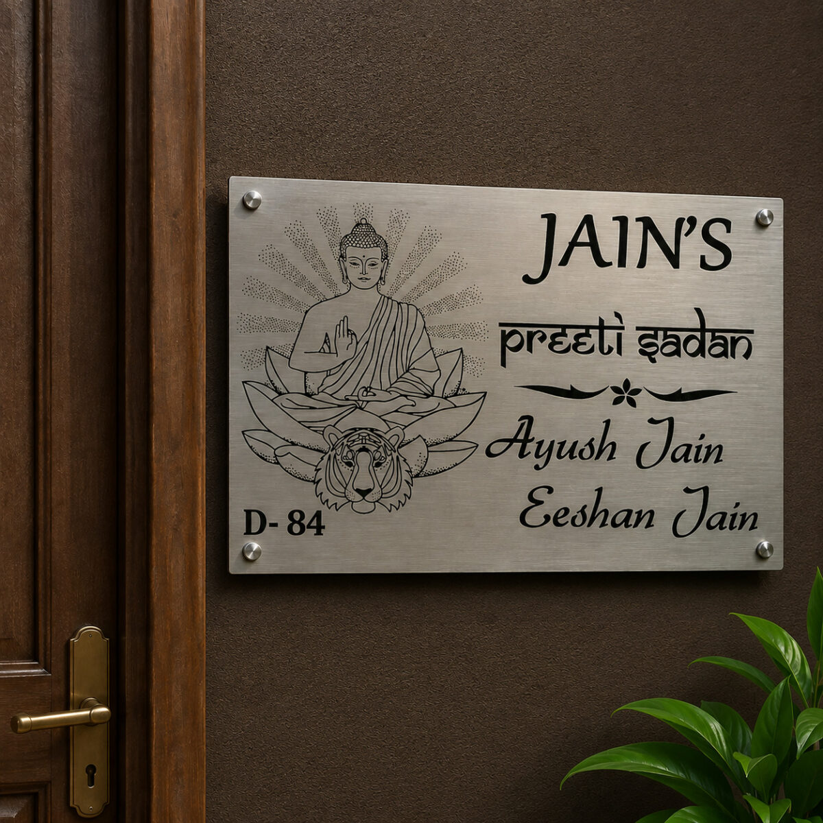 Preeti Sadan Buddha Stainless Steel Nameplate 2