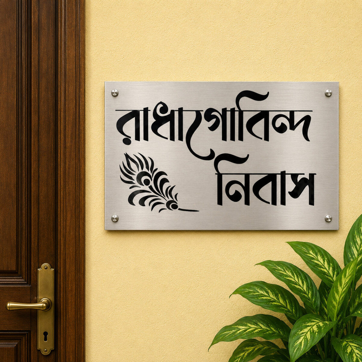 Radha Govinda Nivas Bengali Stainless Steel Nameplate 1
