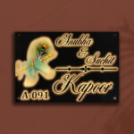 Radha Krishna Black Acrylic LED Nameplate 1