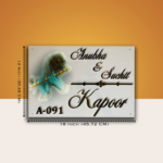Radha Krishna Black Acrylic LED Nameplate 3