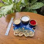 Royal Blue Resin Pooja Platter with Diya Holder 2