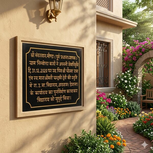 School Renovation Work Black Granite Nameplate
