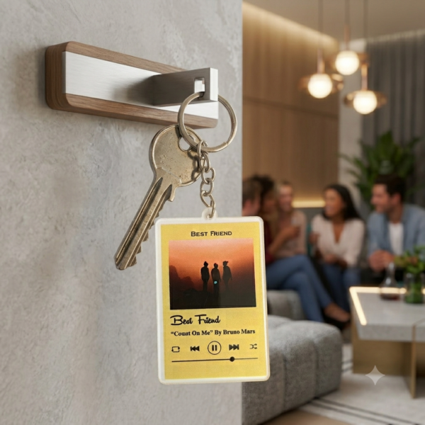Custom Spotify Photo Key Chain Music Plaque Key Chain Personalized Friends Keychain Friends Love Keychain Gifting Keychain