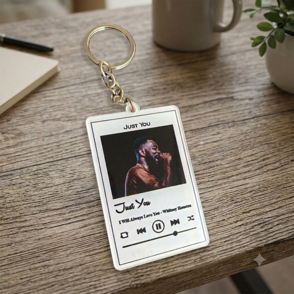 Spotify Theme White Acrylic Key Chain 1