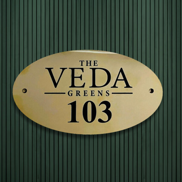 Veda Green Golden Stainless Steel Nameplate