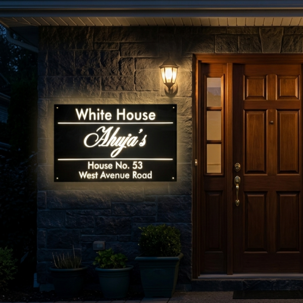 White House Black Acrylic LED Nameplate