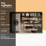 Wooden Texture Acrylic LED House Nameplate 2